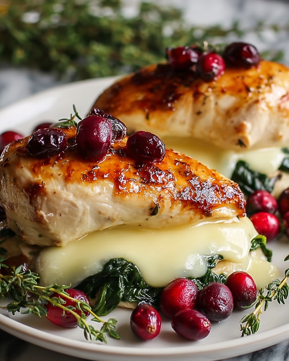 Cranberry & Spinach Stuffed Chicken Breasts with Brie Recipe - Recipe Image