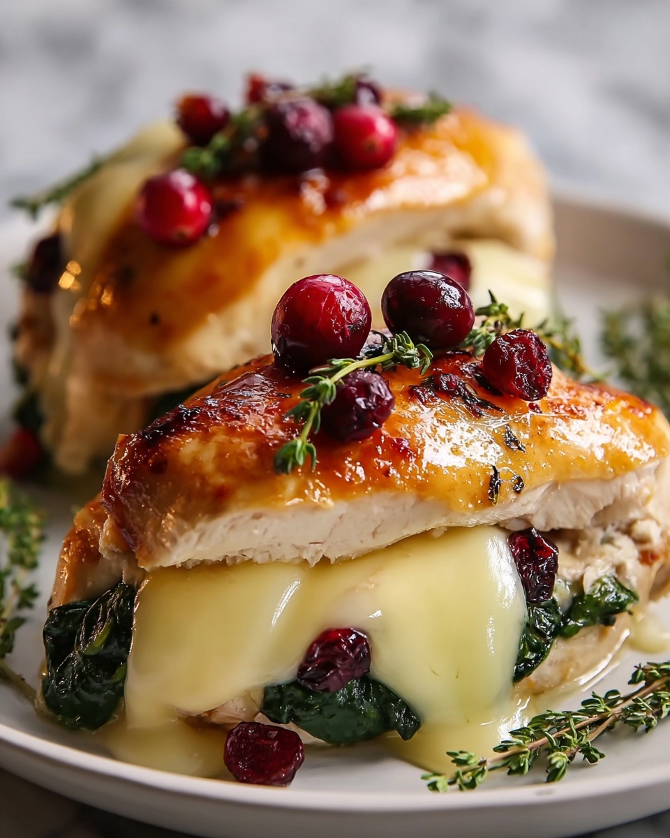 Cranberry & Spinach Stuffed Chicken Breasts with Brie Recipe - Recipe Image