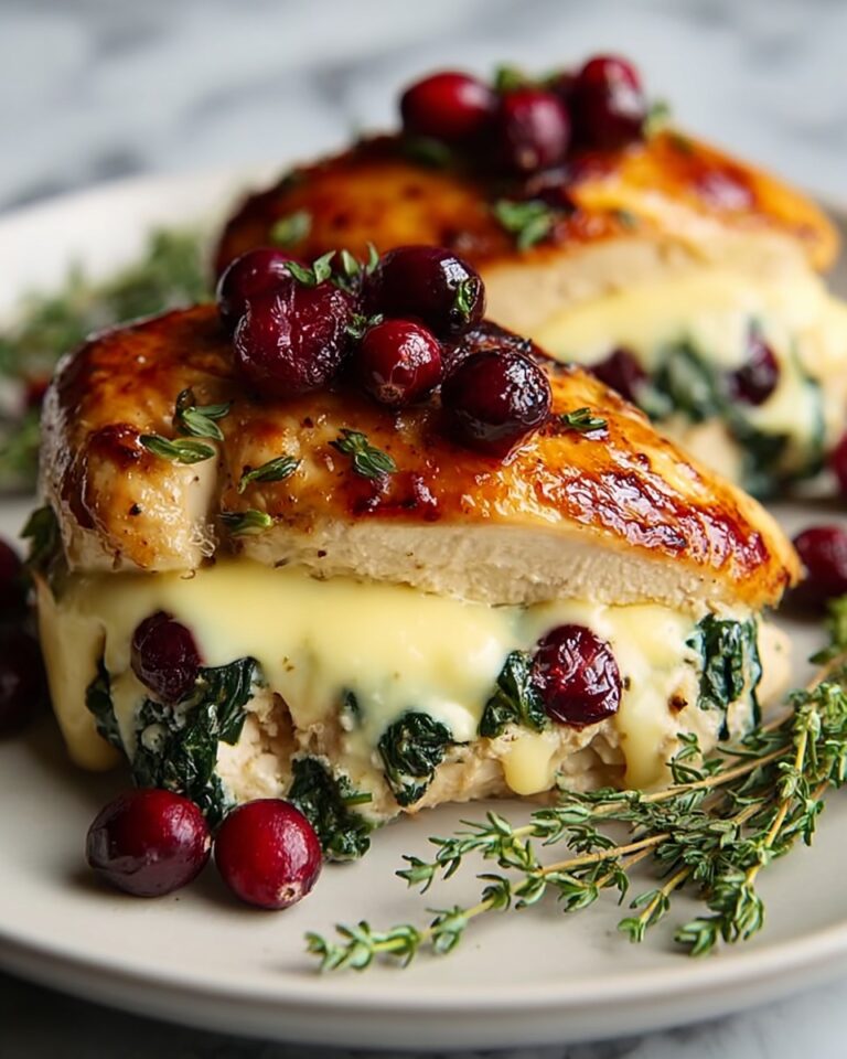 Cranberry & Spinach Stuffed Chicken Breasts with Brie Recipe