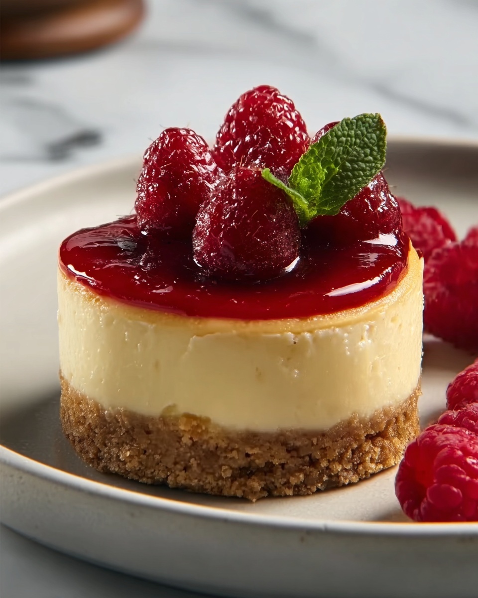 Mini Lemon Cheesecakes with Raspberry Sauce Recipe - Recipe Image