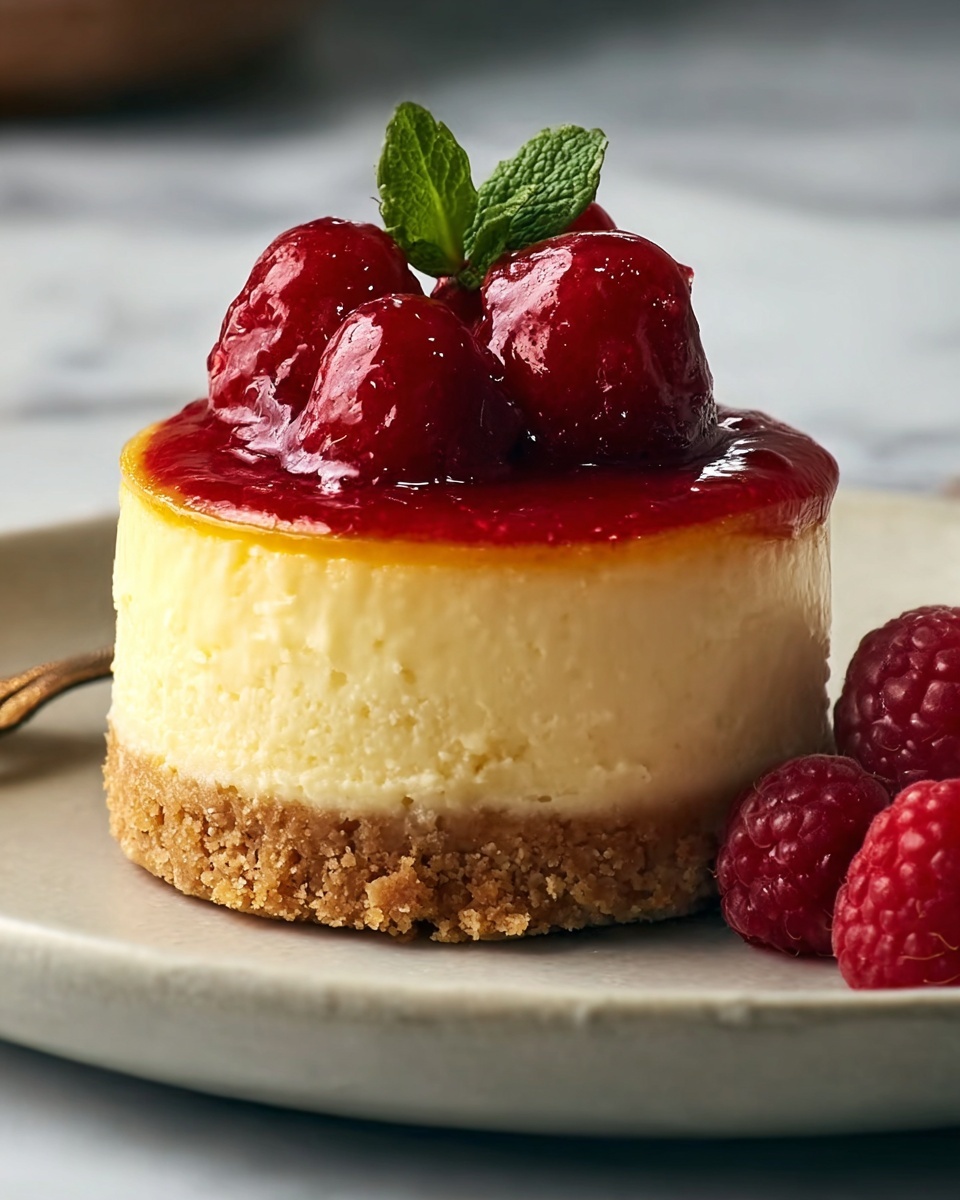 Mini Lemon Cheesecakes with Raspberry Sauce Recipe - Recipe Image