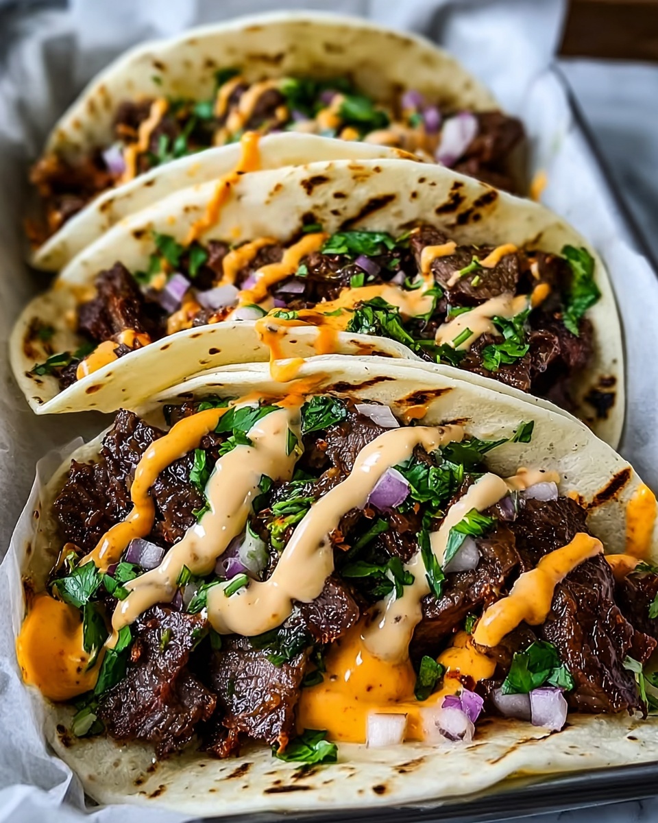 Garlic Butter Honey BBQ Beef Tacos Recipe - Recipe Image