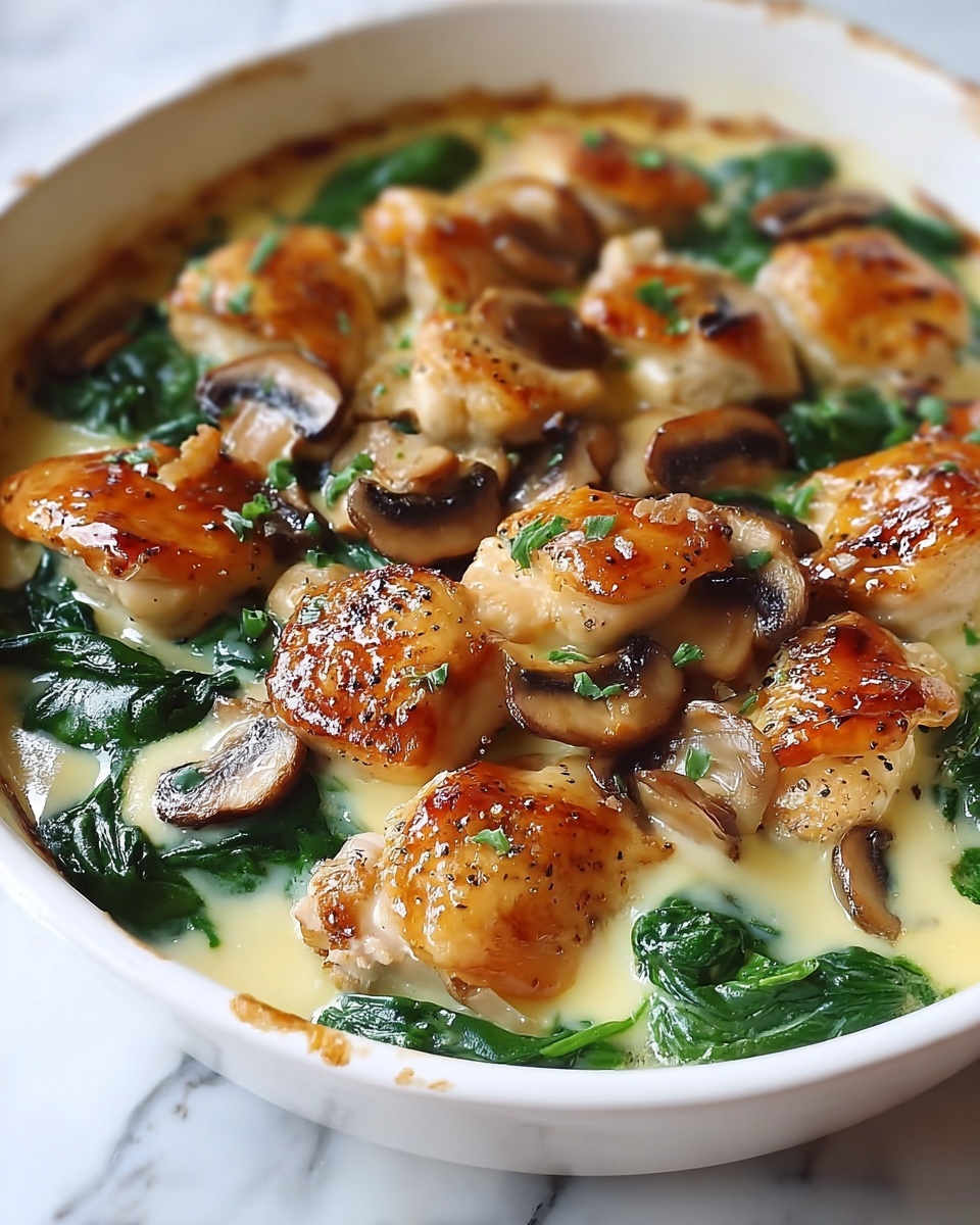 Chicken, Spinach, and Mushroom Low-Carb Oven Bake Recipe - Recipe Image